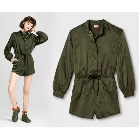 Hunter for Target Women's Green Satin Playsuit Shorts Romper XS NWOT - Picture 1 of 5